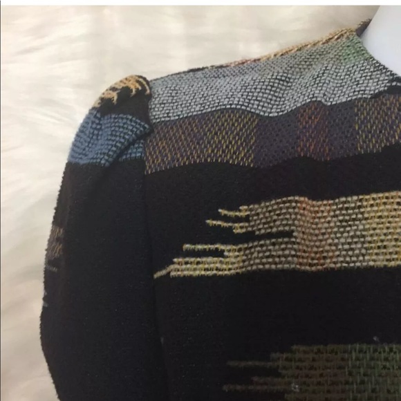 Womens Open Front Black Blue Abstract Jacket 13 - Picture 2 of 5